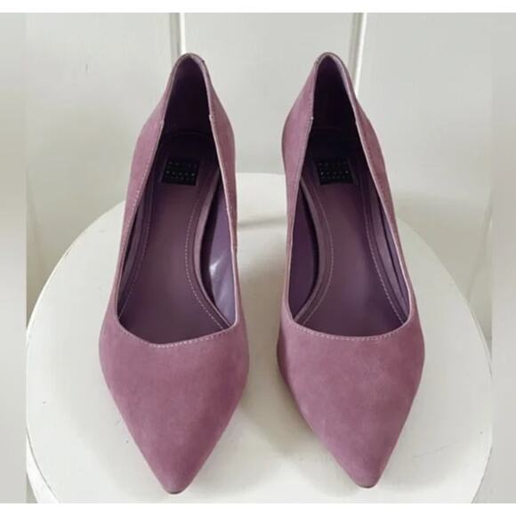 White House Black Market Phoebe Dried Lavender Suede Heels Pumps Pointed Toe 9 - Picture 4 of 11